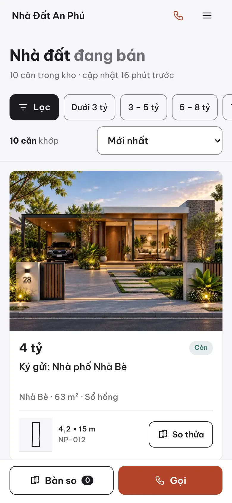 Trang Nhà đất trên điện thoại